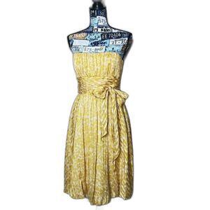 BCBGMAXAZRIA Strapless Bubble Hem Silk Dress Leopard Print Pleated Waist Tie 6